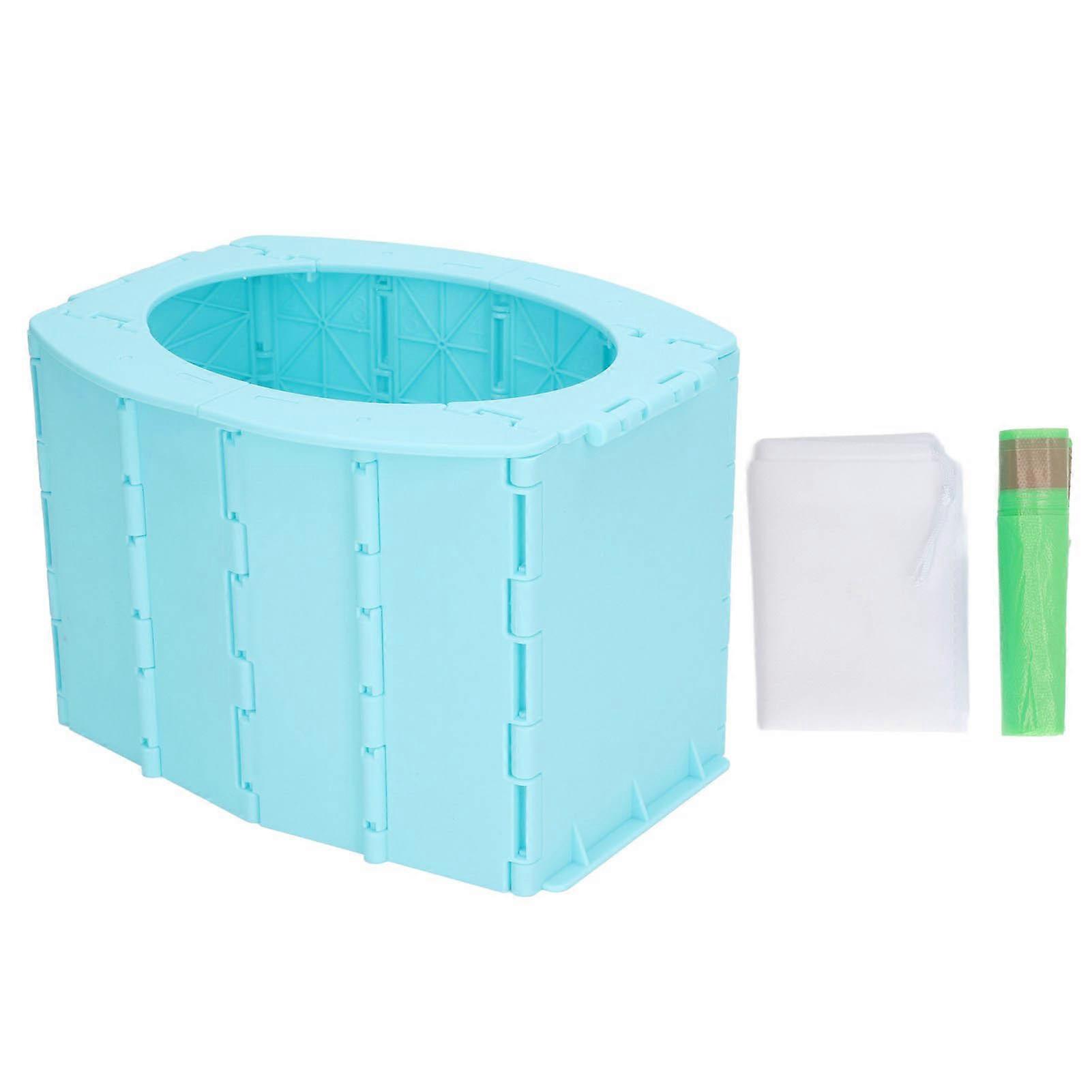 Kids Portable Potty Garbage Bag Stable Standing Space Saving Foldable Toilet Seat for Travel Use Blue