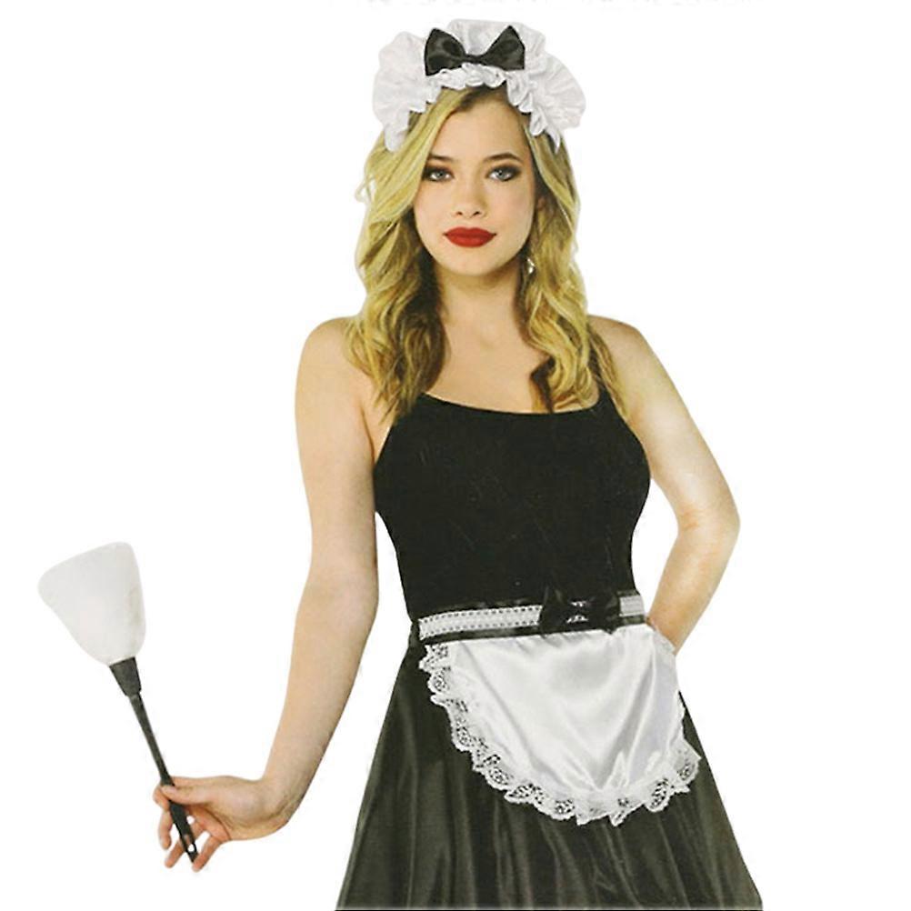 Dienstmädchen-Kostüm Set – Schürze, Stirnband & Staubwedel Für Halloween & Cosplay