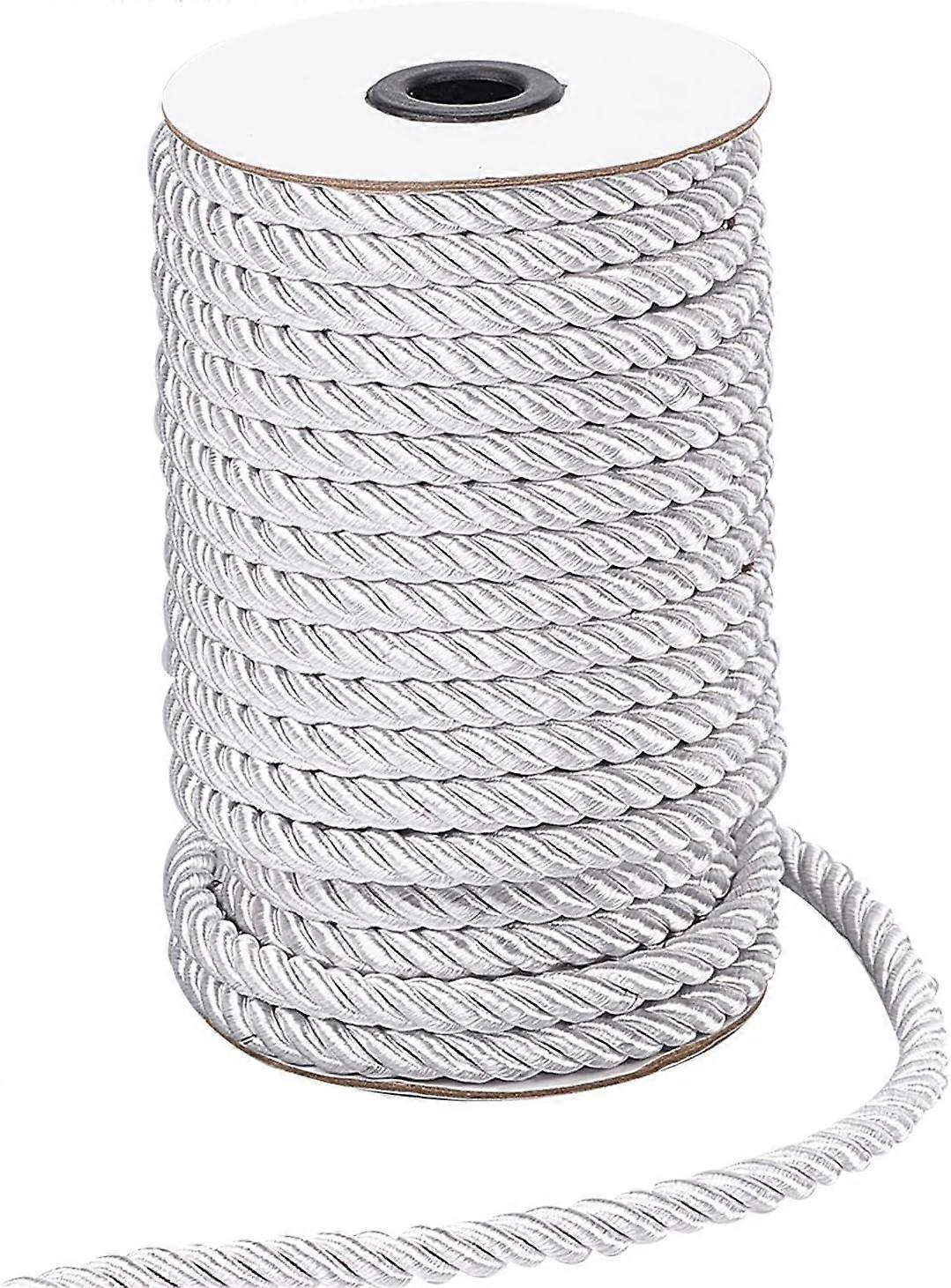 8mm 20 Yards 3 Braided Cord Thread Decorative Twisted Nylon Cord String Shiny Cord Thread for DIY Crafts Home Decors Curtain Tieback Honor Cord Uphols