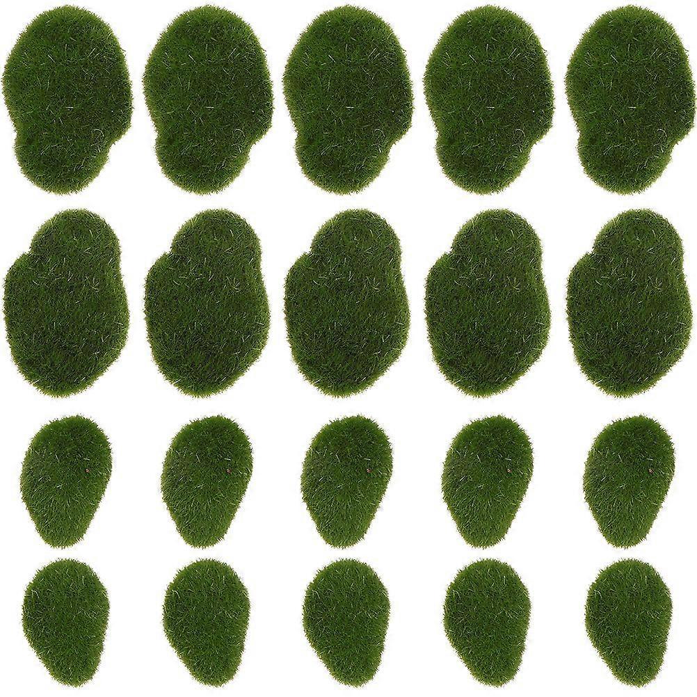 24pcs Artificial Moss Rocks Simulation Moss Stones for Microlandscape Decorative Moss Balls