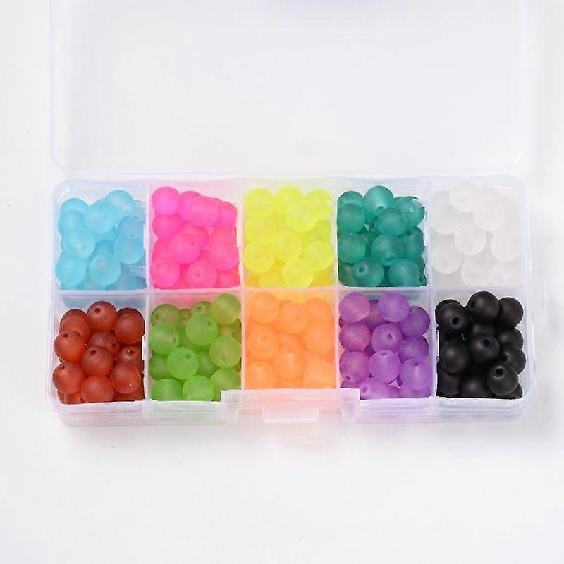 Frosted Round Transparent Glass Beads Mixed Color 8mm Hole: 1.3mm about 18~20pcs/compartment 180~200pcs/box