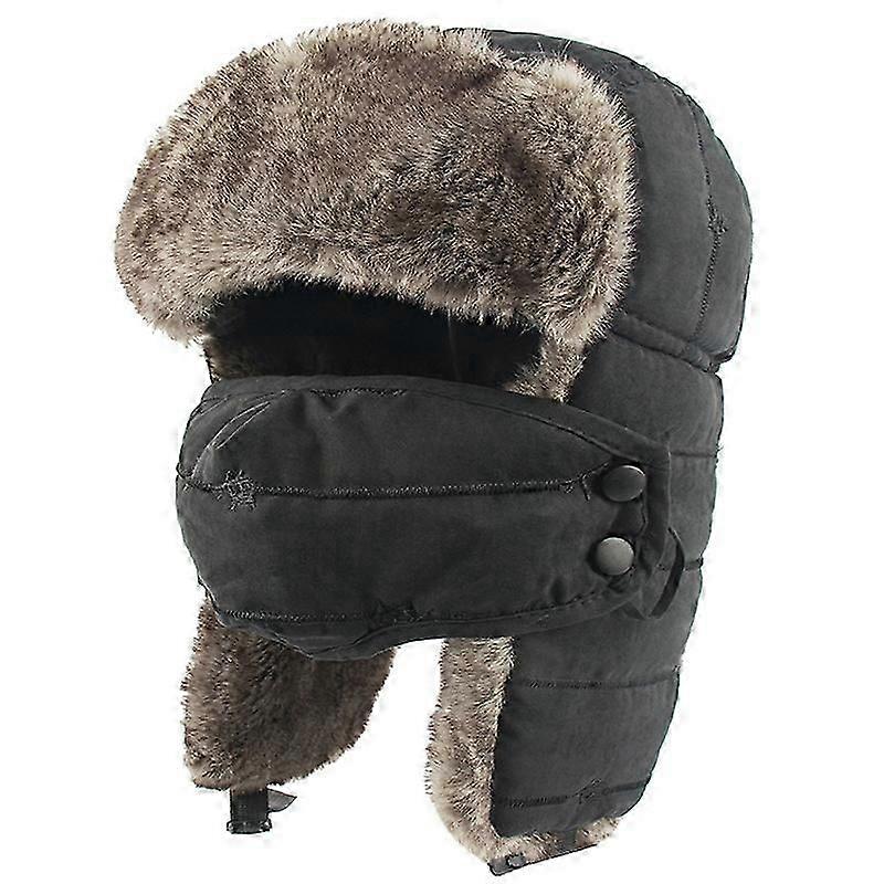 Winter Warm Kitten Embroidered Windproof Mask Ear Guard Cap (black)