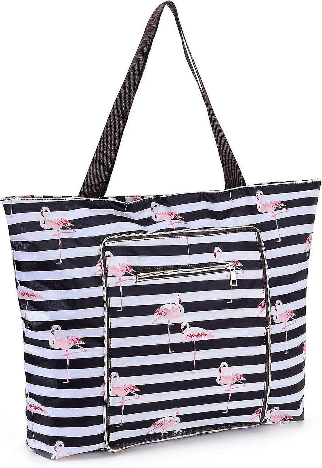 2 In 1 Foldable Large Waterproof Tote Bag with Zipper for Beach, Travel, Gym and Swim