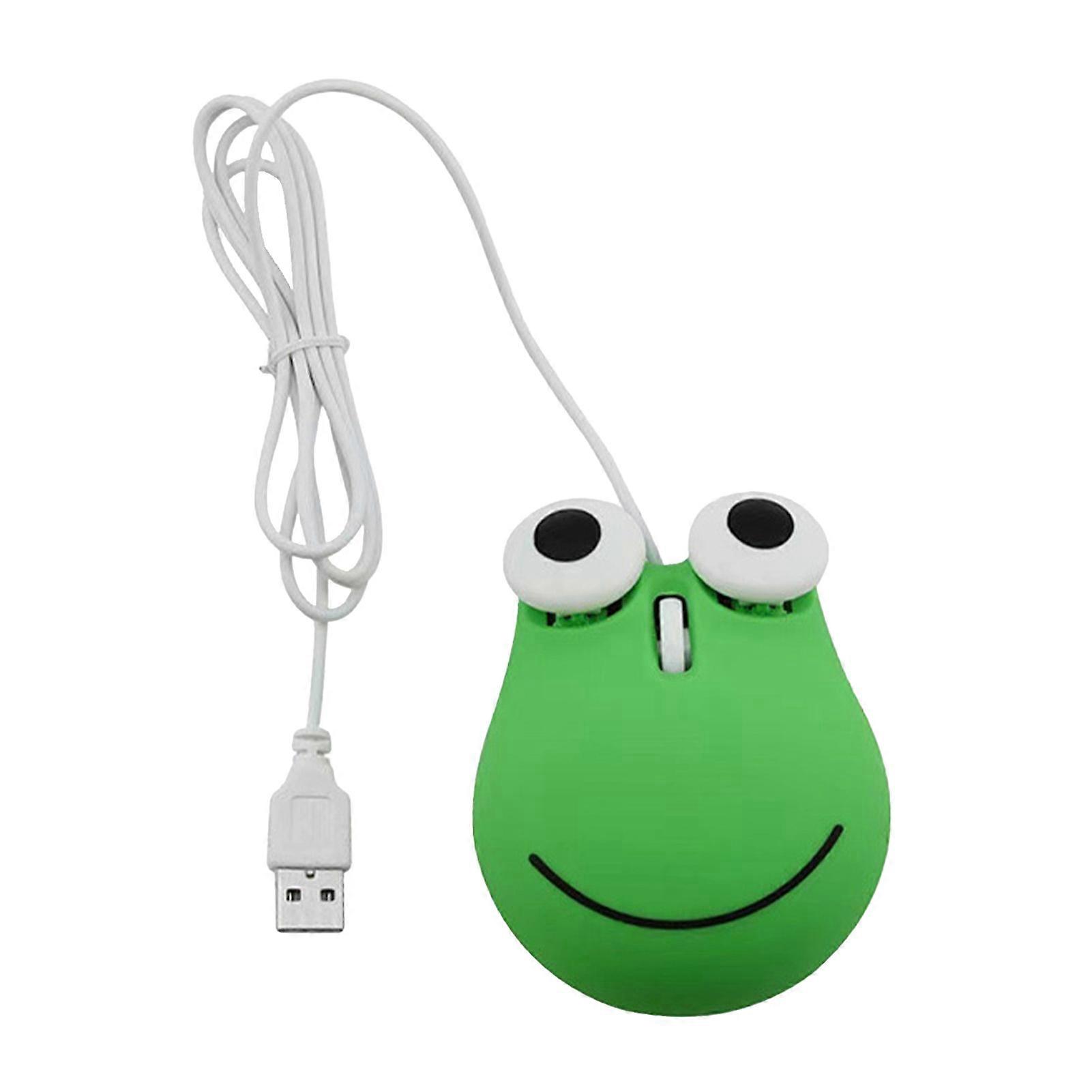 Ergonomic USB Wired Mouse for Kids, Cute Green Frog Design, for Laptop PC