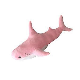 Almohadas de tiburón Peluche de peluche suave esponjoso Regalos divertidos para la habitación de un niño y una niña valientes Decoración de tiburón rosa 80 cm / 31,5 pulgadas