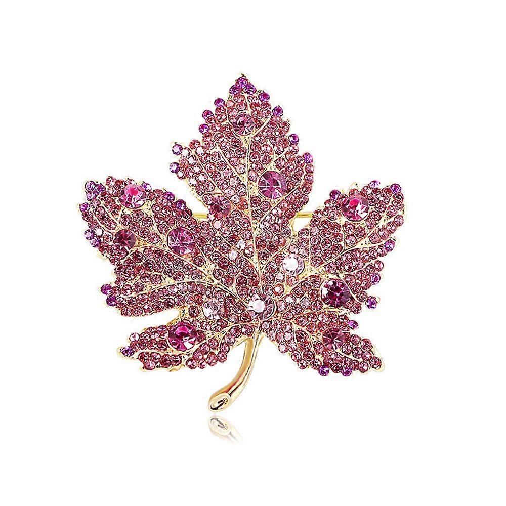 Maple Leaf Rhinestone Brooch Pin for Fall Party