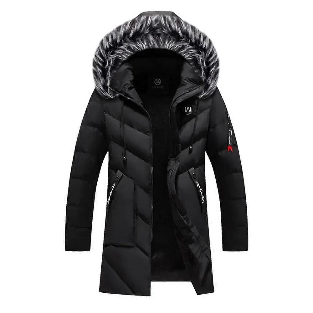Herr Vinterkläder Huva ner Kappor Tjock Mode Varm Parkas Jacka Dragkedja Lång Kappa Hög kvalitet Vindtät