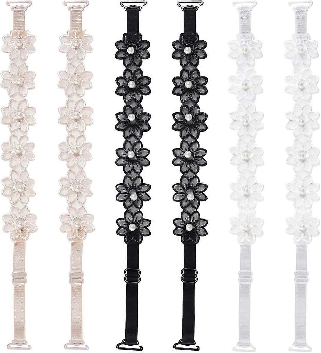 3 Pairs Women's Bra Straps Lace Flower Elastic Adjustable Underwear Strap Replacement Shoulder