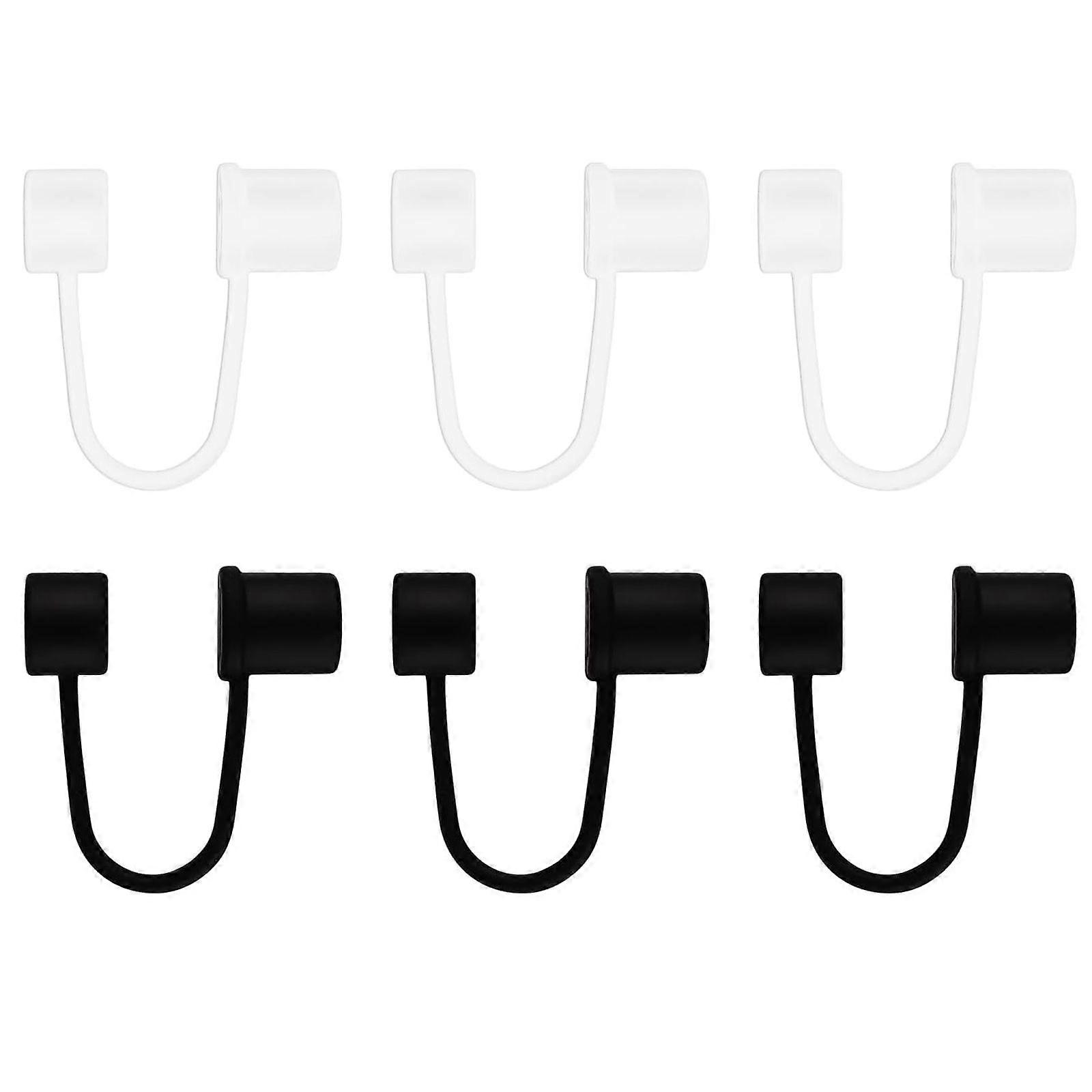 6pcs Silicone Straw Cover - Bianco/Nero