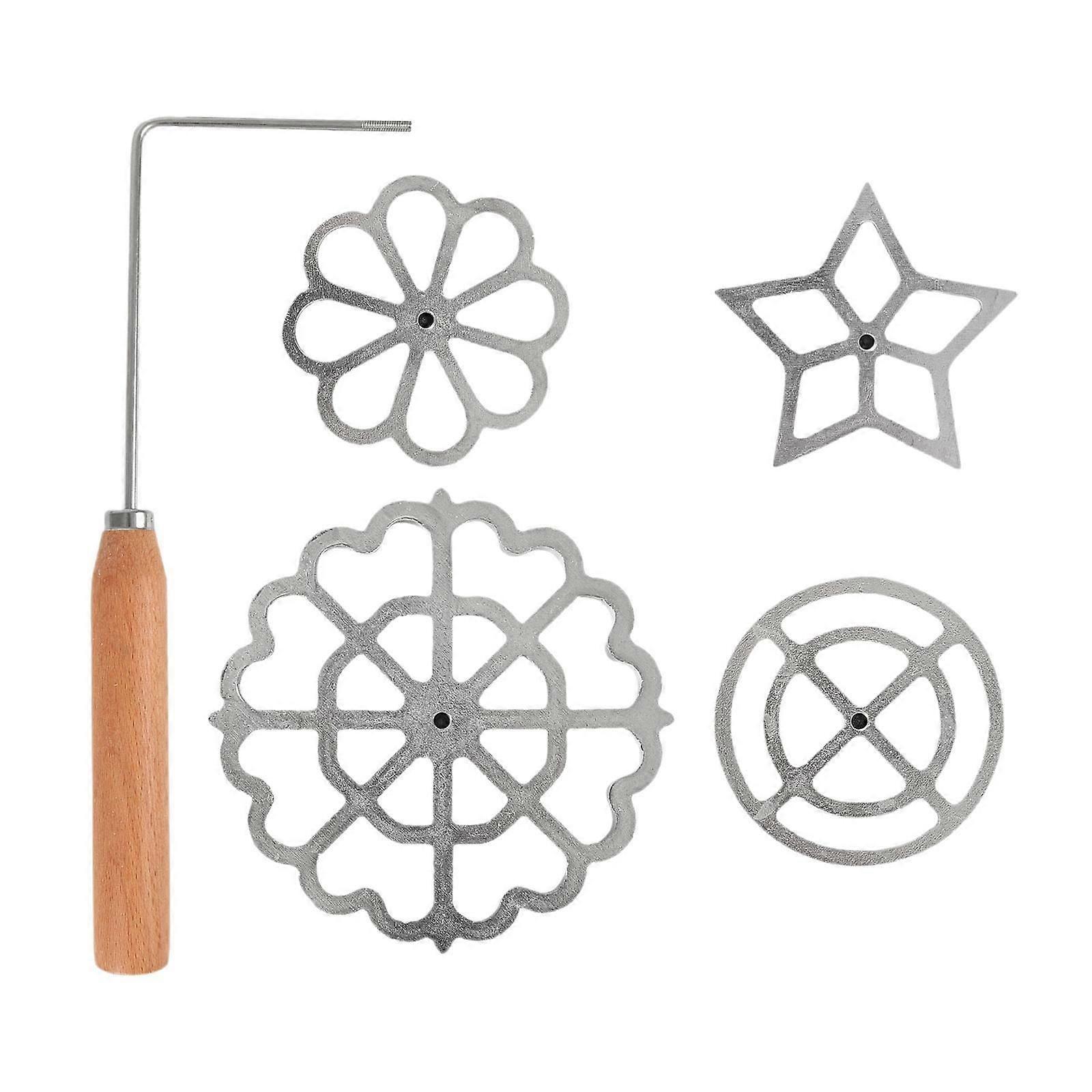 5Pcs Rosette Iron Set Cookies Maker Cooking Easy to Use Rosettes Timbale Set