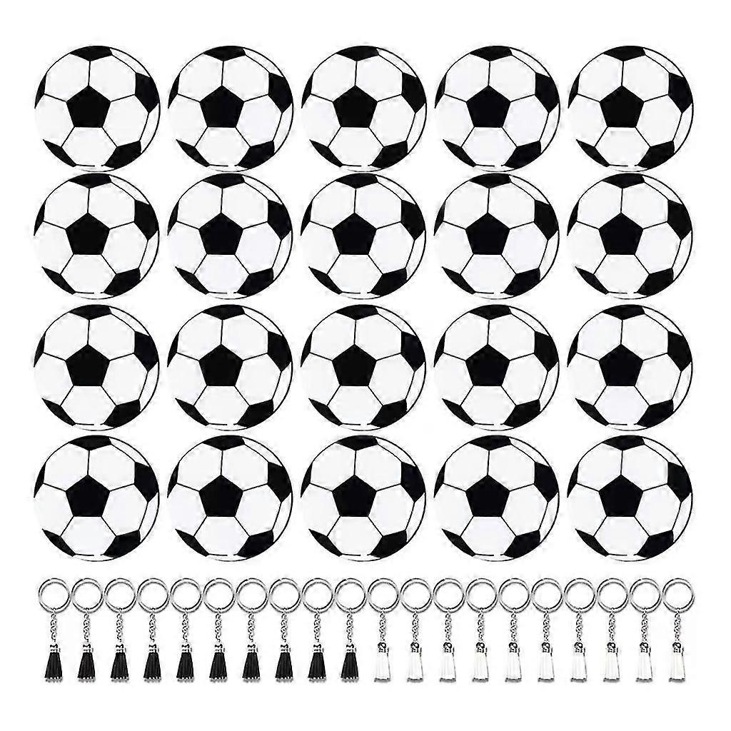 80Pcs Soccer Pendant with Tassel Keyring Jump Ring DIY Keychain Soccer Themed