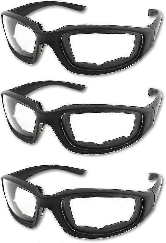 3pcs Motorcycle Riding Glasses Padding Goggles Uv Protection Dustproof Windproof