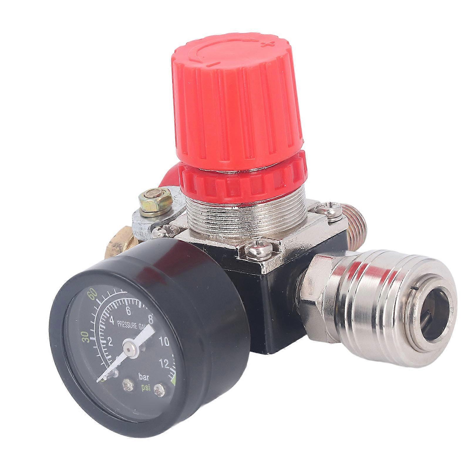 Air Compressor Regulator Kit with Gauge 4 Way Valve 0‑180 PSI European Style for Pneumatic Tools 1/4in NPT