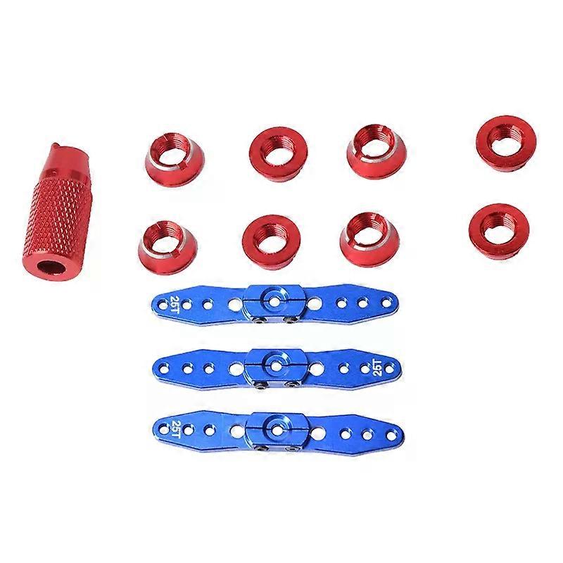 Radio transmitter fixed switch nut and installation wrench with 3 pcs. Aluminum Control Servo Horn Arm 25T