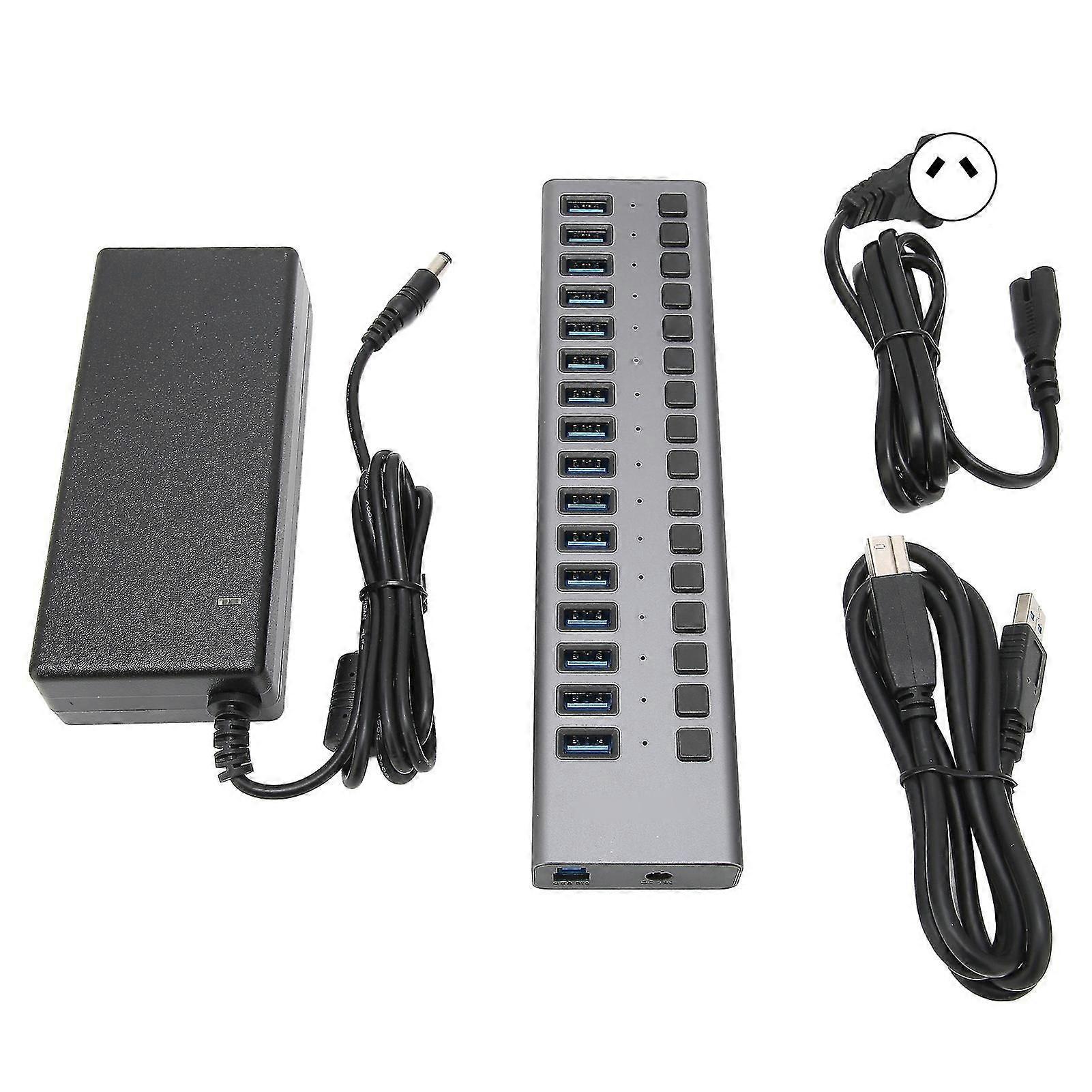 Usb3.0 Hub 16 Ports Stable High Speed Data Transmission 5gbps Usb Docking Station For Windows For Linux 100v To 240vau Plug