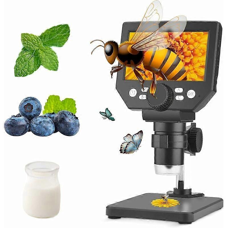 Digital Microscope Camera, 10MP HD 4.3 Inch Screen, 1-1000X Magnification, Rechargeable Lithium Battery with Adjustable LED Lights for Easy Focus