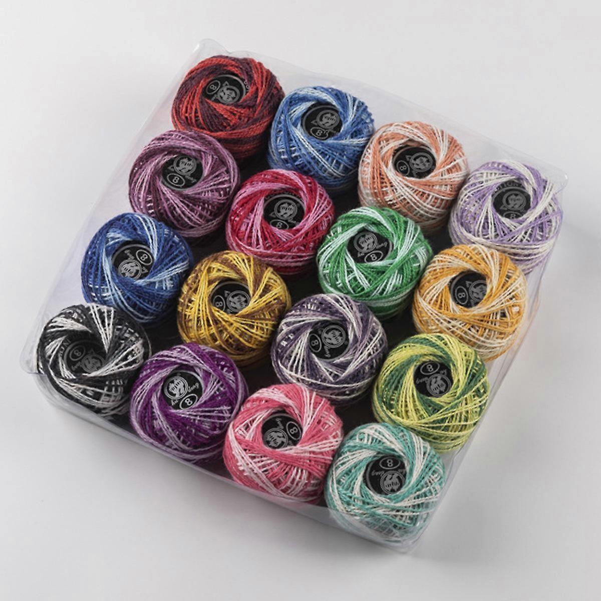 Double Mercerising, Variegated Crochet Thread, Soft Polyester Yarn Balls for Rainbow Color Embroidery, Wide Usage in Crafting, Suitable for