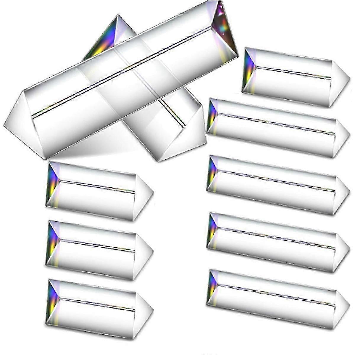 10 Pack Clear Triangular Prisms Optical Glass Prisms Crystal, Light Spectrum Physics for Science Te