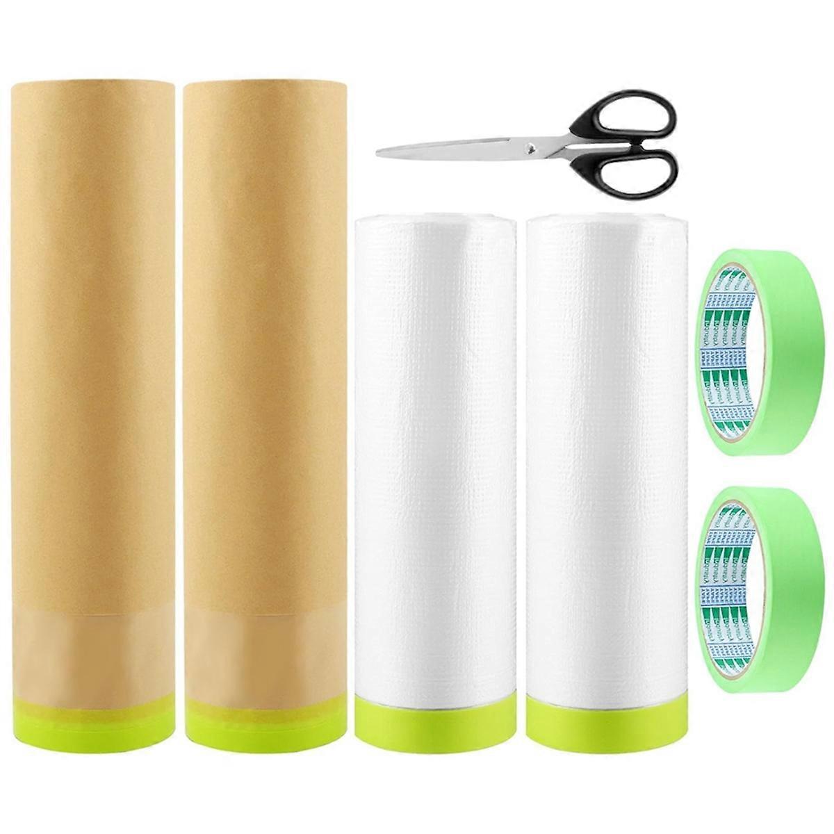 6 Rolls of Pre-Sticked Masking Paper and Scissors, Tape and Drapes