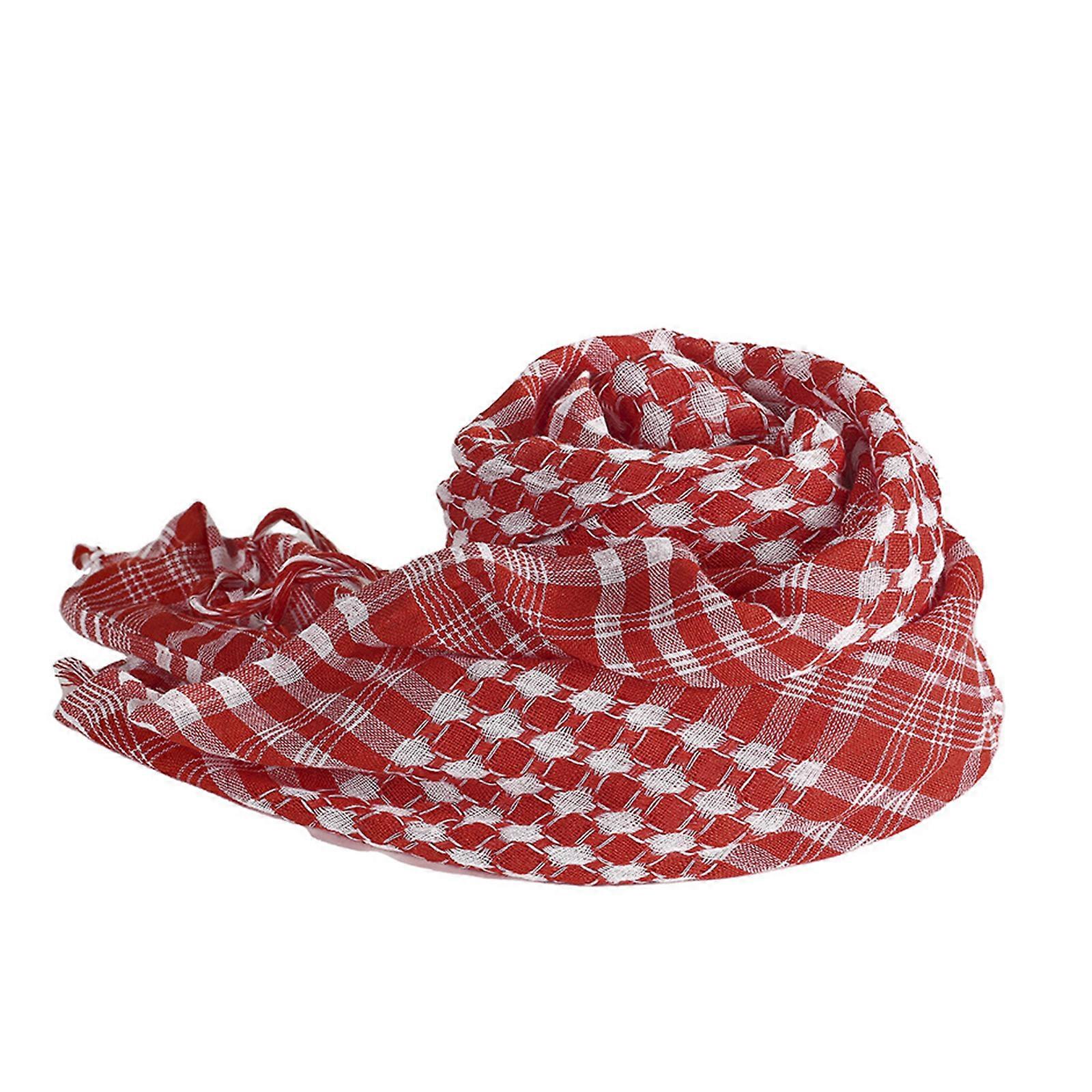 Tactically Male Lattice Print Scarf Hiphop Scarf Lattice Print Turban Multi-purpose Head Wrap Cycling Dustproof Kerchief  Red
