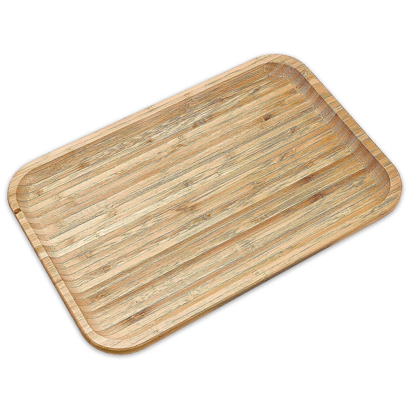 Natural Minimalist Rectangular Serving Tray for Coffee and Tea 11.7' x 7.8' x 0.8'