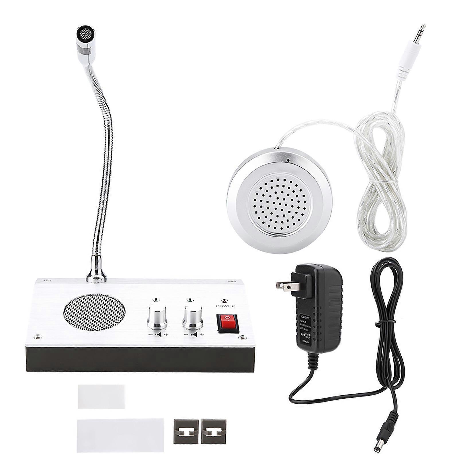 100-240V Dual Way Voice Mic Speaker Intercom Window Counter Interphone for Security Company US