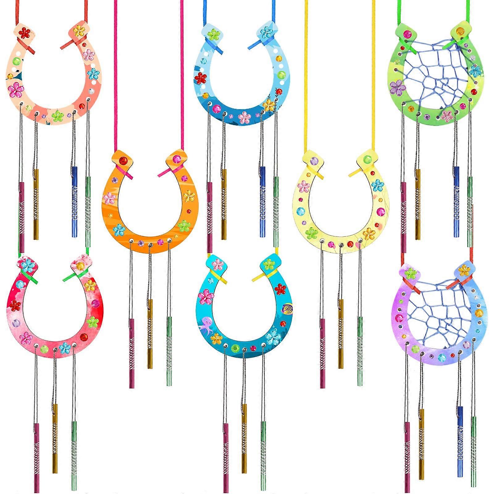16 Pack Wind Chime Kit for Kids Make Your Own Horseshoe Wind Chime Wooden Arts and Crafts