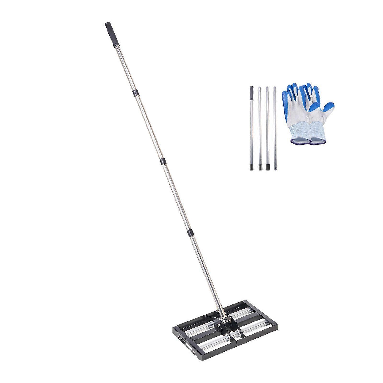Lawn Leveling Rake with Adjustable Handle, 17x10 in Ground Plate, Durable Metal Soil Leveler for Efficient Yard