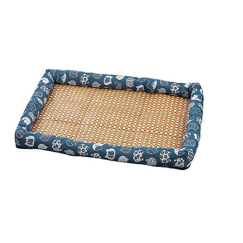 Pet Vine Mat Nest Cooling Pad for Dogs and Cats, Washable Rattan & Oxford Fabric, XXL Size (35.4 x 27.6 x 2.8) up to 77 lbs