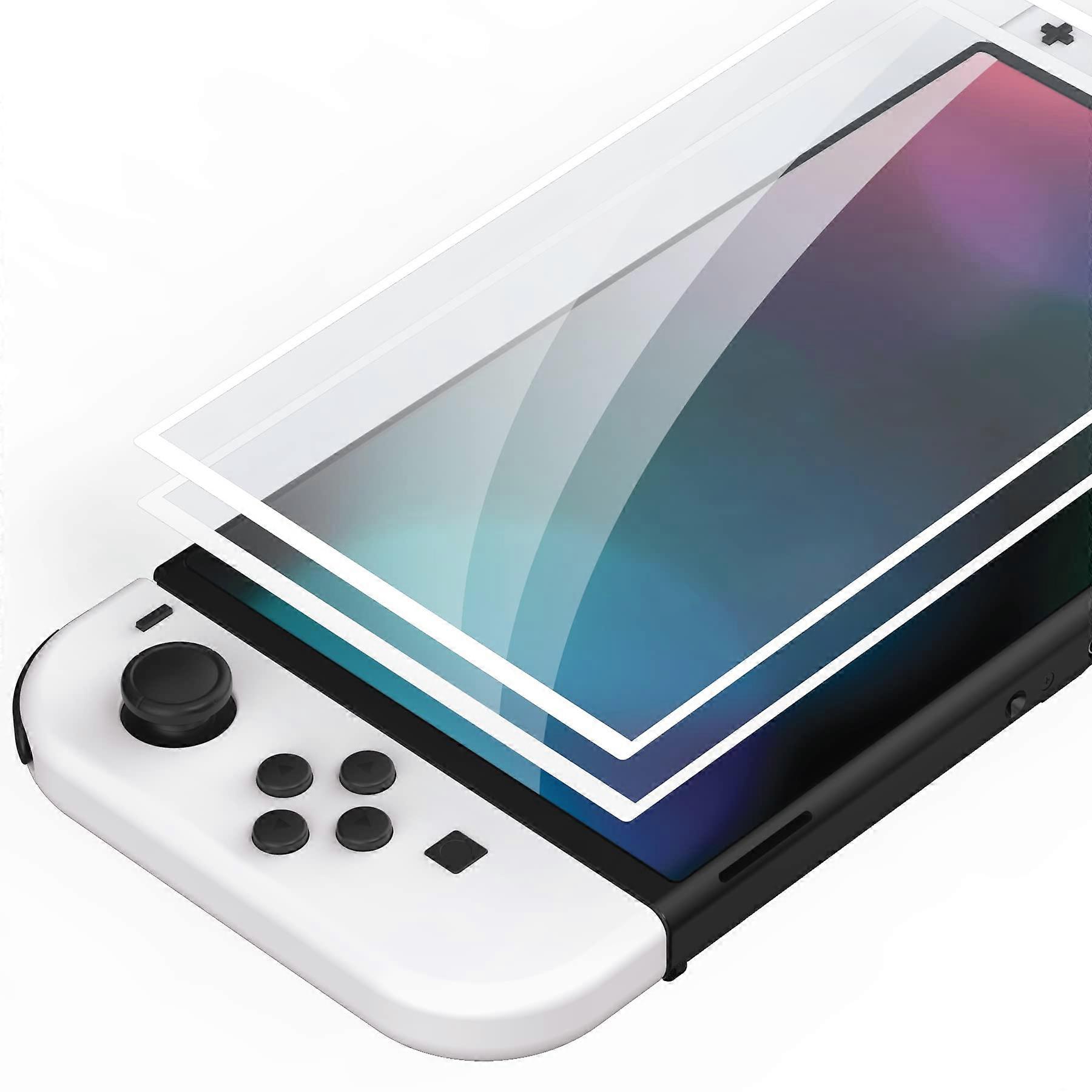 White Border Tempered Glass Screen Protector for Nintendo Switch OLED - Anti-Scratch, 2 Pack, High Durability, Easy Installation