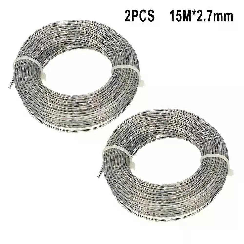 2 Sets Core-reinforced Grass Trimmer Line 2/24/27/3mm 15m Thread Coil Strimmer Lawn Mower Spool Line