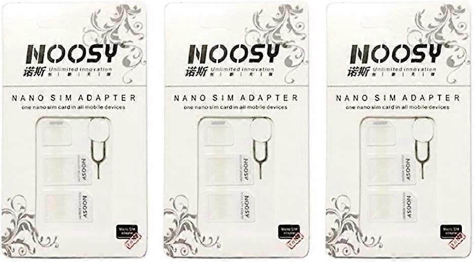 SIM-Karten-Adapter-KIT 9er-Pack (insgesamt 27 Adapter: Nano auf Micro, Nano auf Normal, Mikro auf Normal) mit SIM-Extraktor (Weiß)