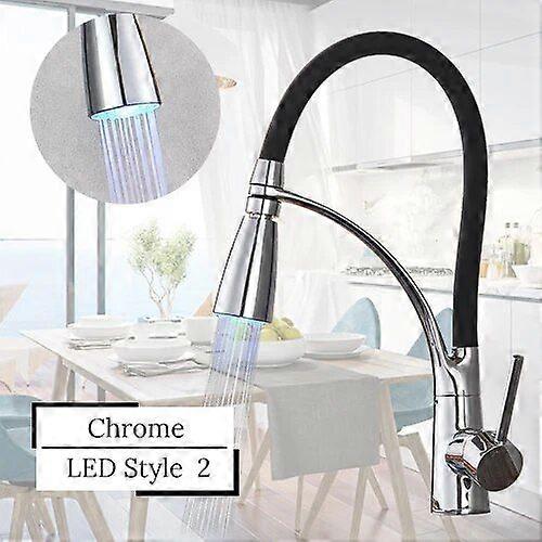Black/Chrome Kitchen Sink Faucet Swivel Pull Down Kitchen Faucet Sink Tap Mounted Deck Bathroom Mounted Hot and Cold Water Mixer