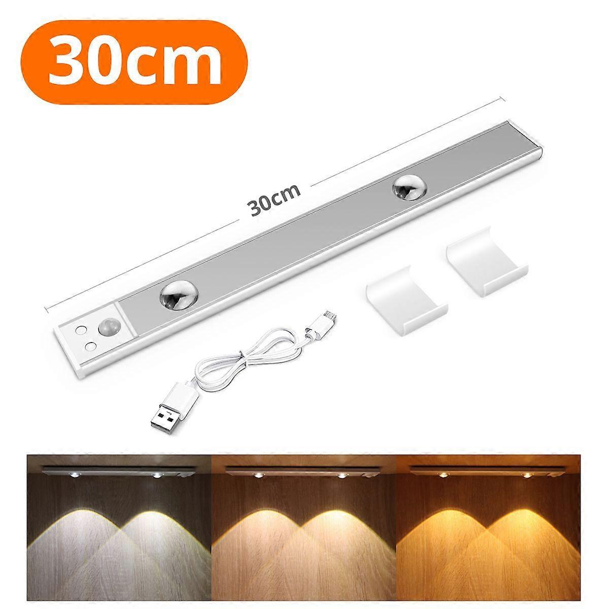 30/40cm Cat Eye LED Bar Night Light PIR Motion Sensor Spotlight USB Rechargeable Magnet Lamp For Under Kitchen Cabinet Bedroom