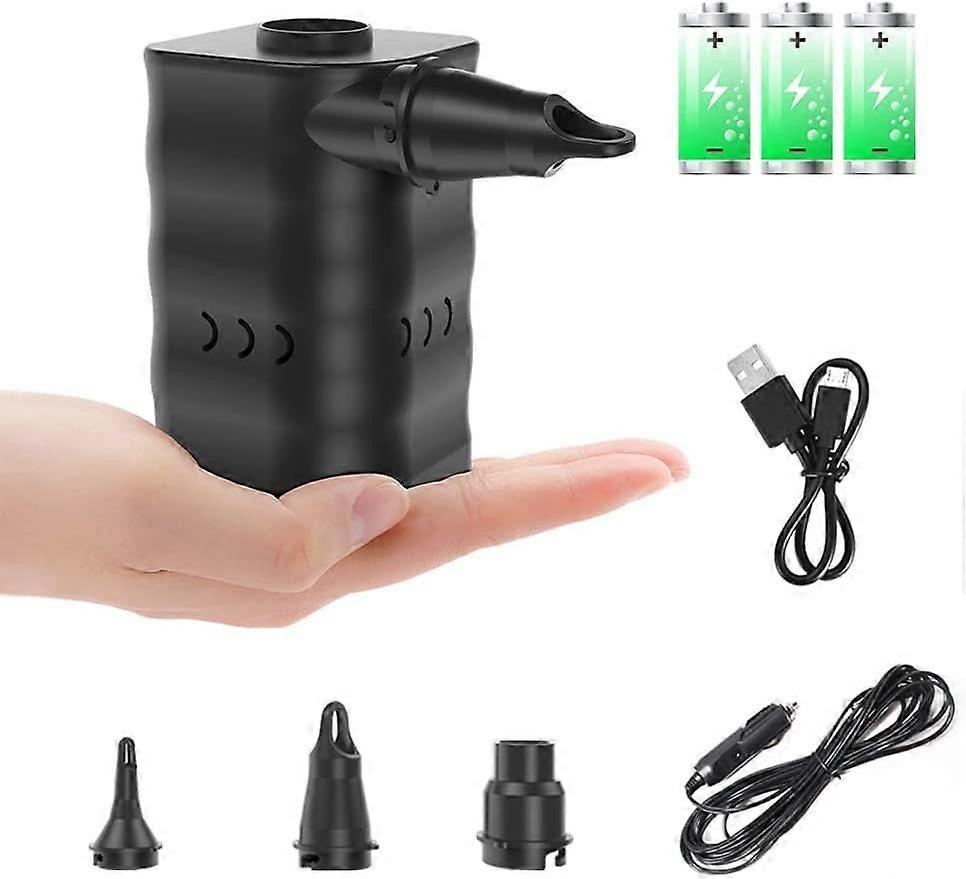 مضخة هواء كهربائية للمطاطية ، بطارية مضخة مرتبة هوائية لاسلكية 12 فولت تعمل بمحول السيارة - أسود