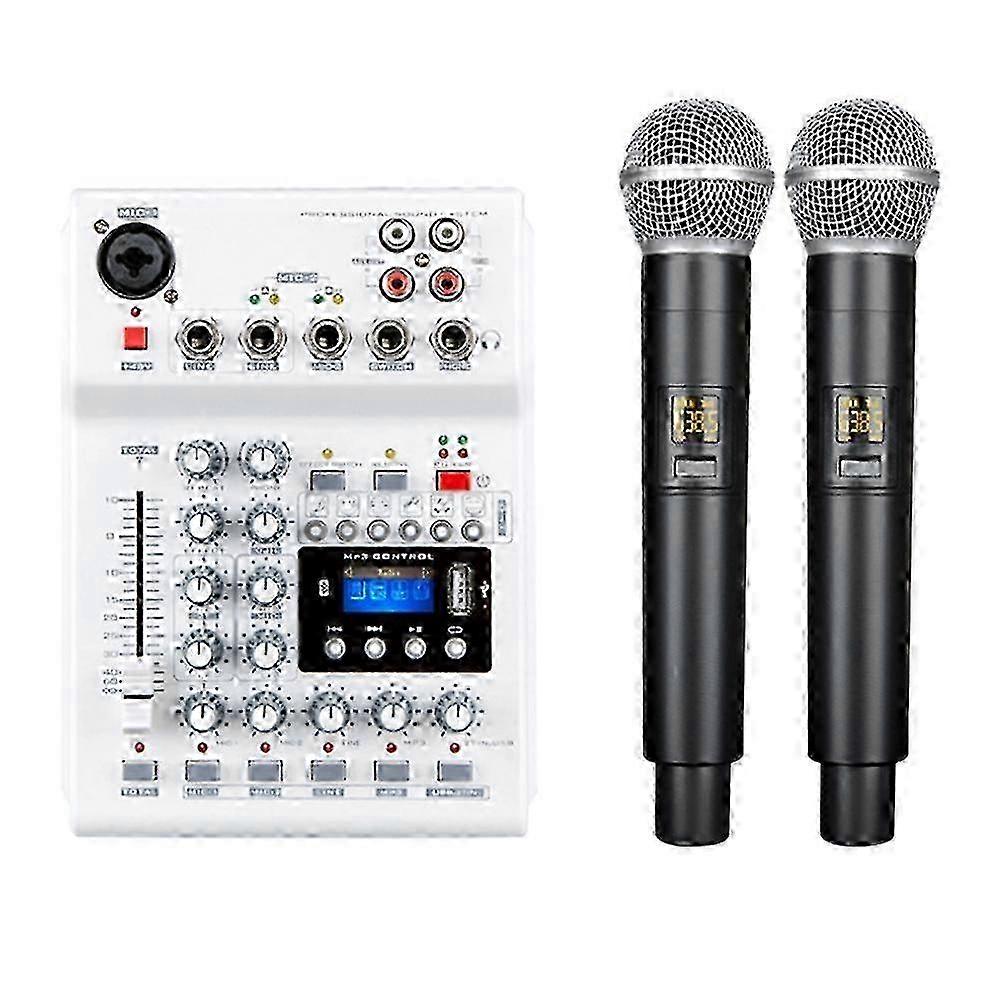 Console mixer audio a 4 canali con microfono wireless Mixaggio audio con Bluetooth USB Mini Dj Mixe