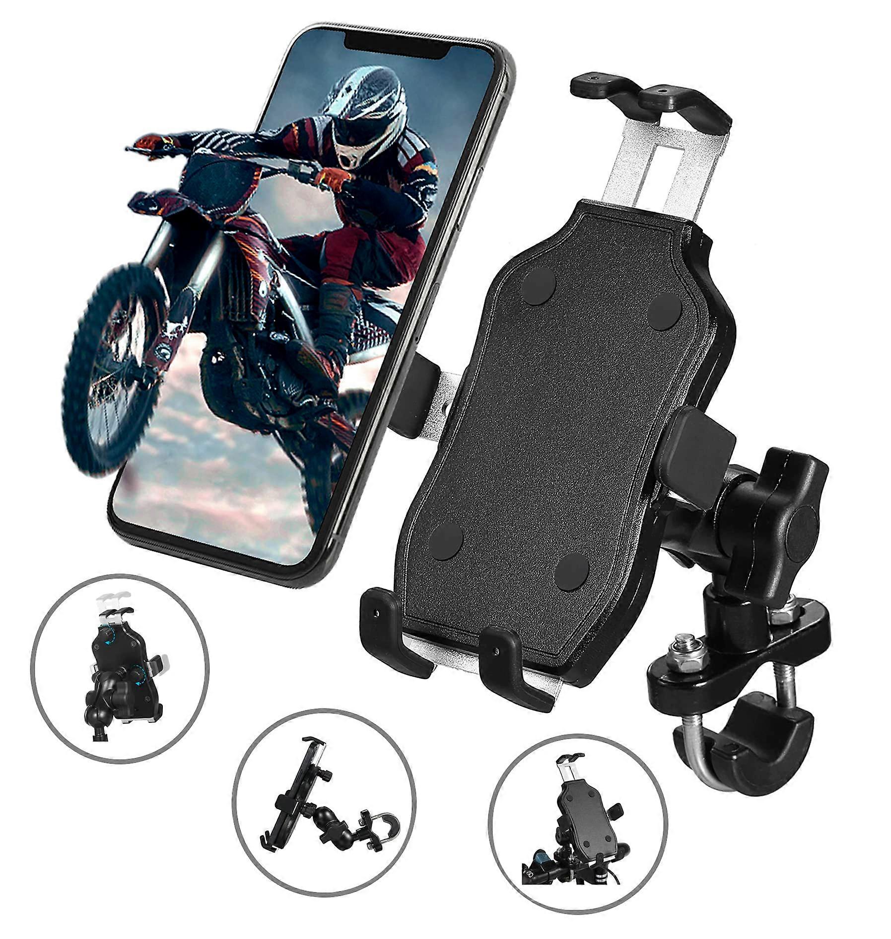 Phone Holder for Motorcycle Aluminum Alloy Material Sturdy and Two UBolt Base 360°Rotating