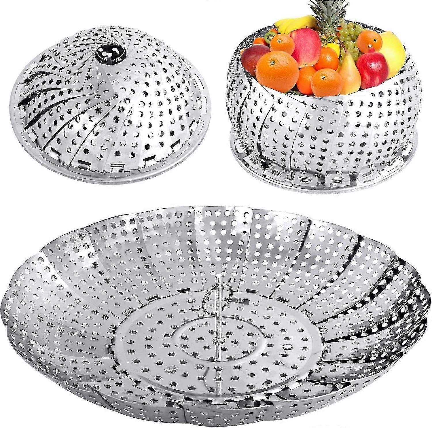Stainless steel steamer pot Adjustable steaming insert Steaming insert for cooking pots L 15 cm x W 15 cm x H 8.5 cm