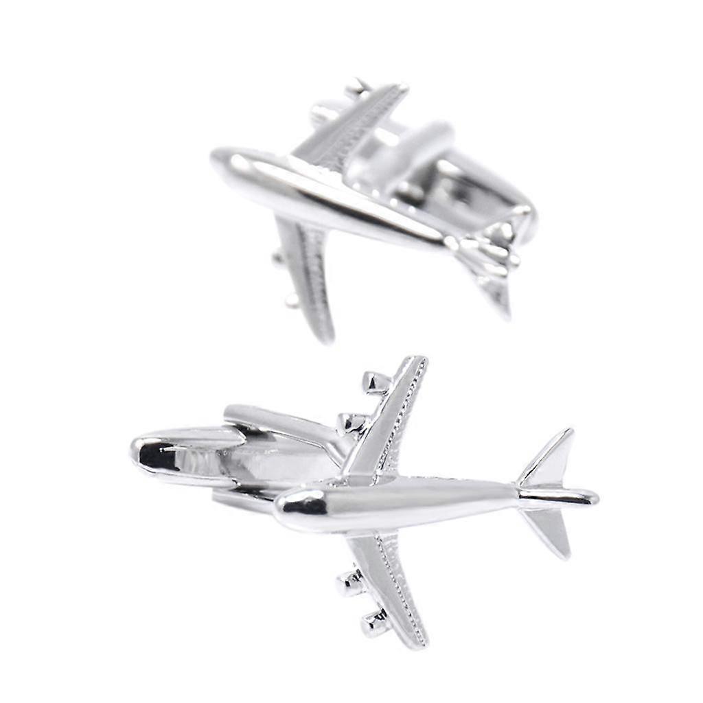 メンズシルバー飛行機ジャンボジェット航空機スーツカフスボタン成功/ クリスマスギフト