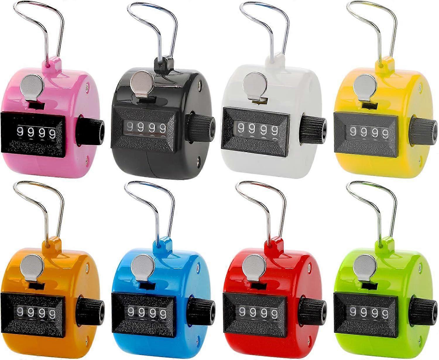 Pack of 8 Color Hand Tally Counter 4 Digit Mechanical Palm Click Counter for Sport/Stadium