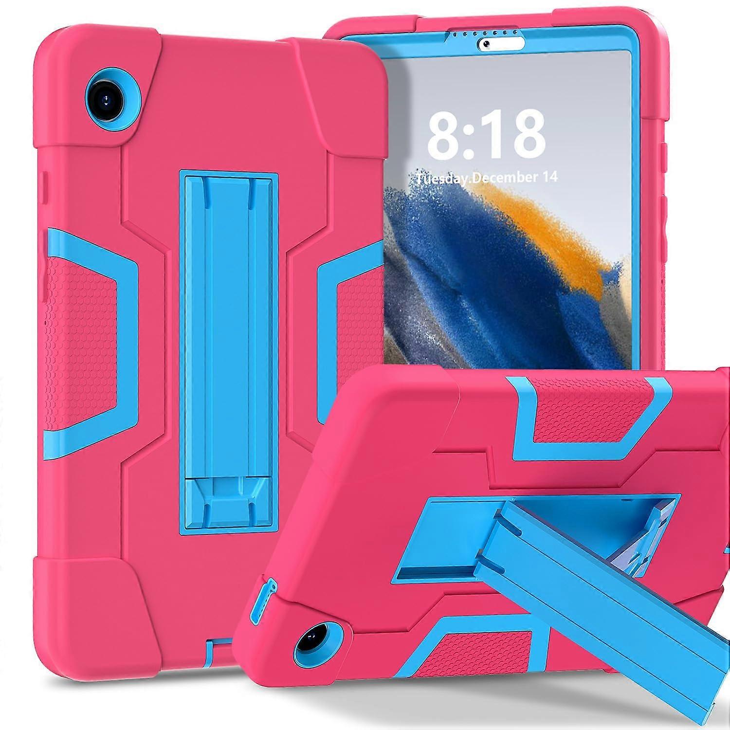 Case for Galaxy Tab A9 8.7 Inch 2023, Heavy Duty Shockproof Hard PC and Soft Silicone Kickstand Case in Rose Red and Blue