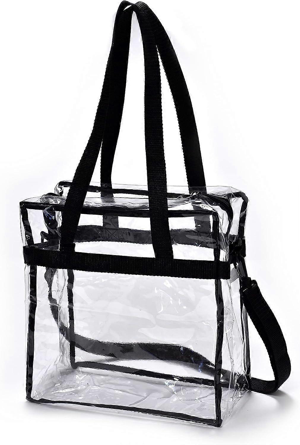 Clear Tote Bag Stadium Approved - Handles, Shoulder Strap, Zipper Closure.