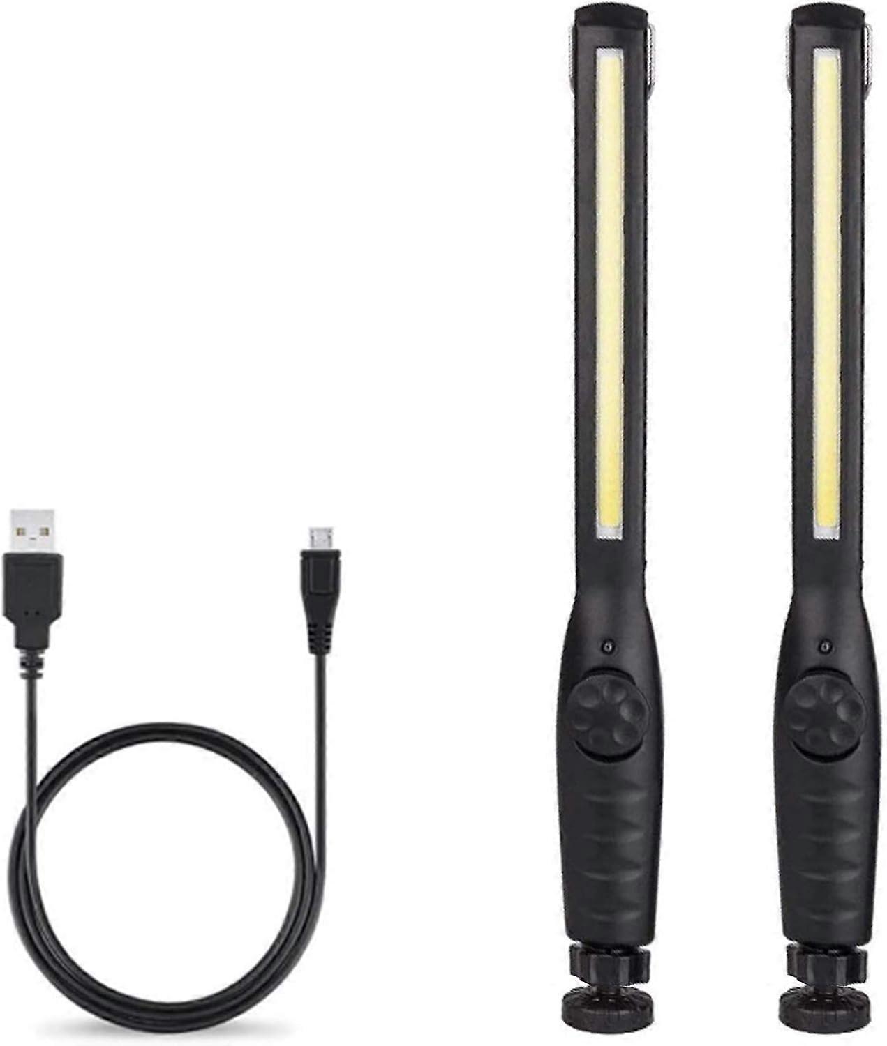 Usb Rechargeable Work Light Cob Inspection Light Flashlight With Magnet Base And Hanging Hook