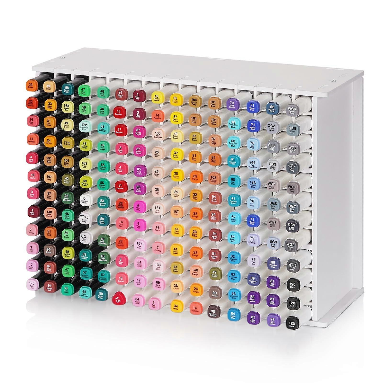 Marker Storage Organizer for Desk, 180 Slots with Removable Divider, White Art Marker Rack for Markers, Pens, Colored Pencils