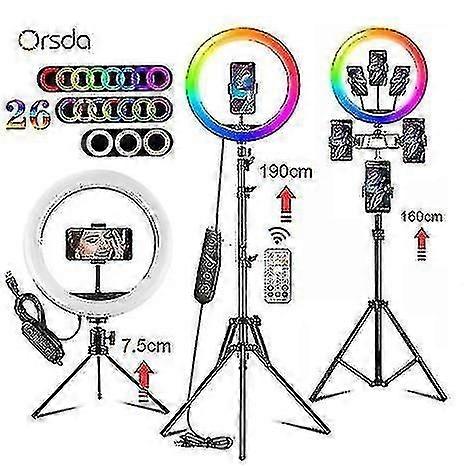10-13 polegadas Rgb Ring Light Tripod Led Ring Light Selfie Ring Light com suporte Rgb 26 Color Video Li