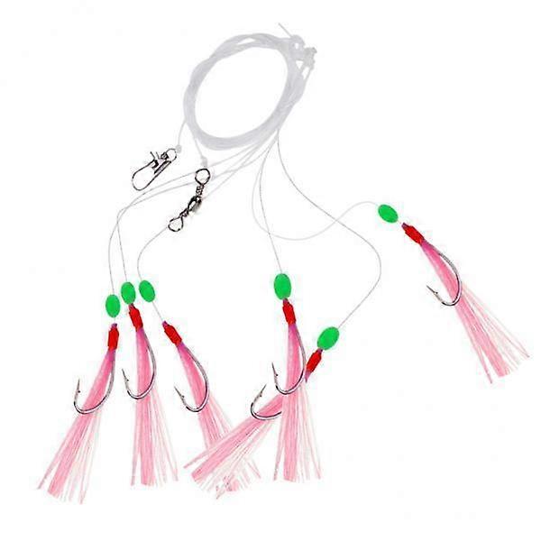 2-4pack 6 Hooks Big Flasher Rig Cod Bass Fishing Bait Lures with Barbed Hooks 7#