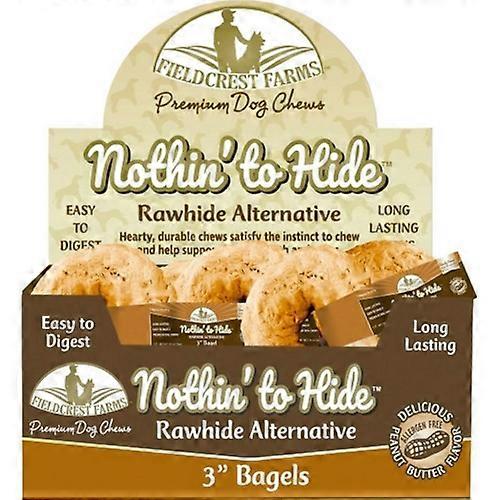 パップ アイス Nothin' To Hide 生皮代替ベーグル、3 インチ、ピーナッツ バター (24 ケース)