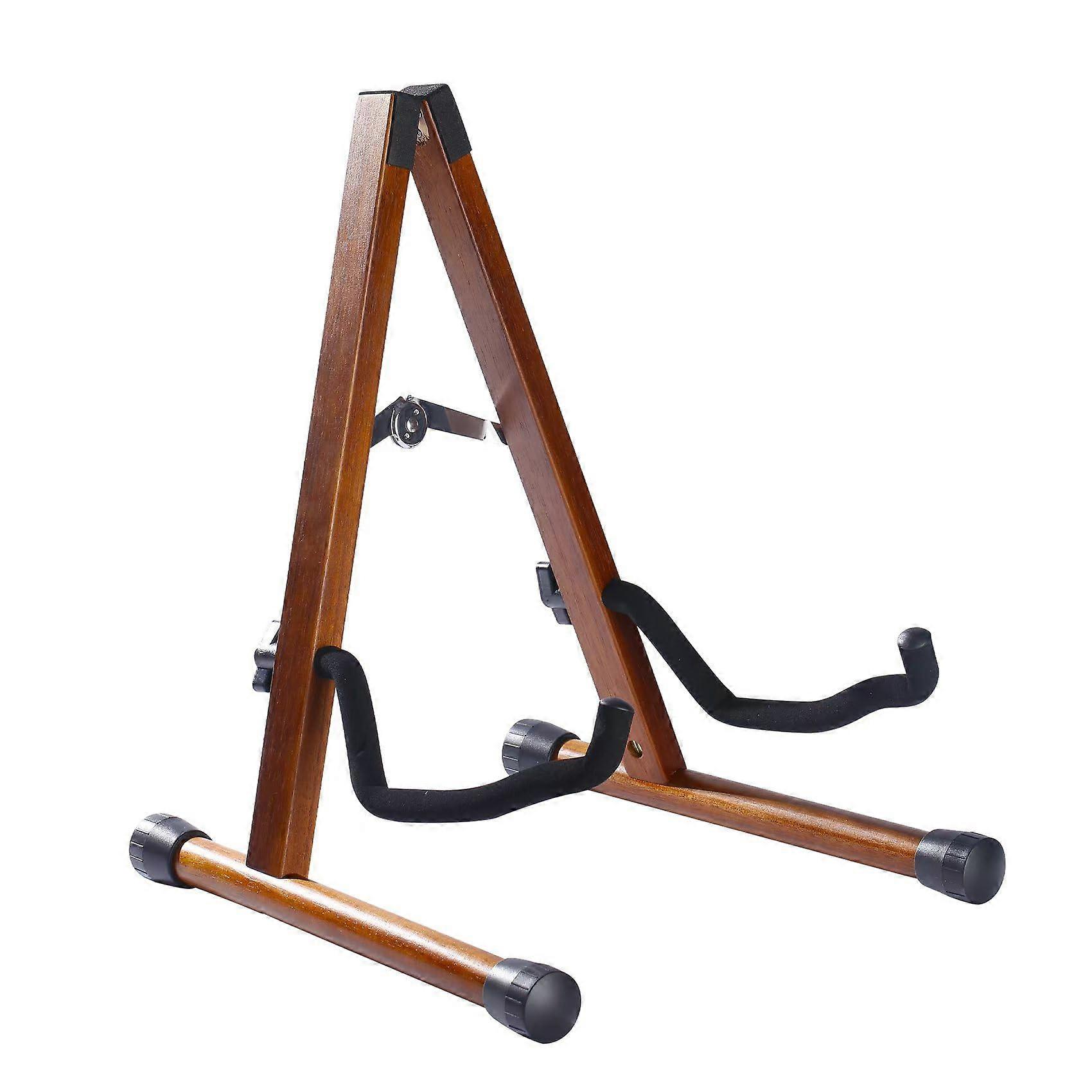 Guitar Stand, A Frame Folding Holder, NonSlip Universal for Bass, Banjo, Cello (Brown)