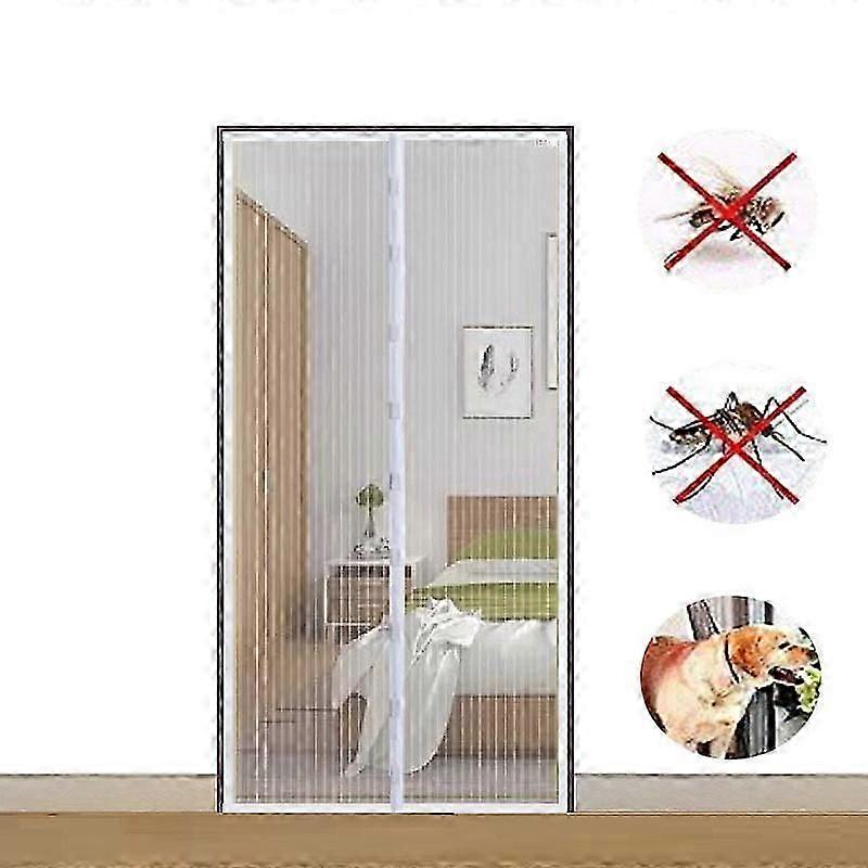 Magnetic Door Fly Insect Screen Curtain, 100cm x 210cm Adjustable Magnetic Flyscreen Net with Magnetic Block Closure, Easy Installation for All Doors,