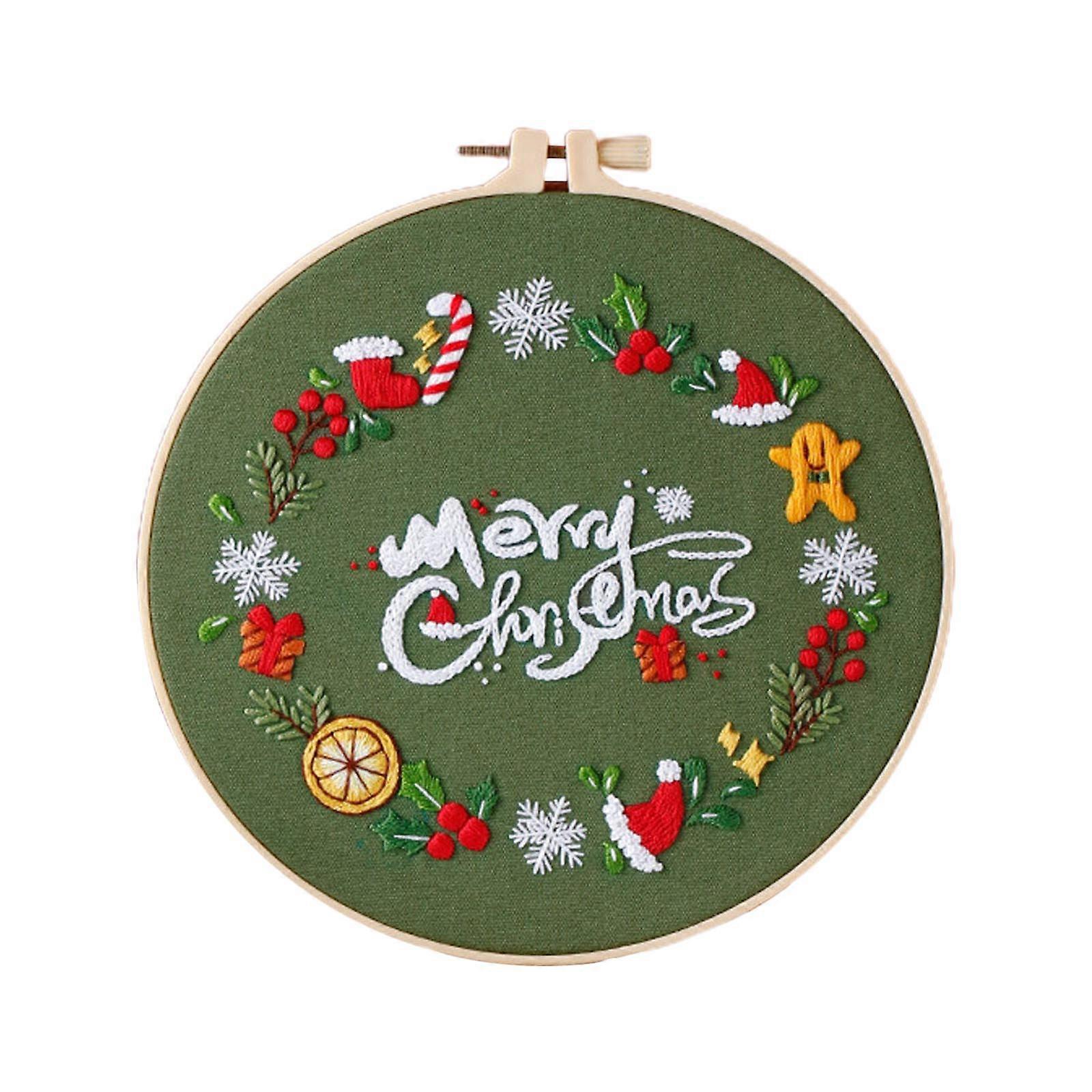 Beginners Embroidery Stitches Practice Embroidery Kits with Christmas Pattern, Embroidery Starter Kits with Instruction